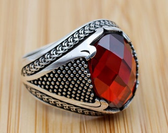 Mens Handmade Ruby Ring, Ruby Mens Ring , Silver Mens Ottoman Ring ...