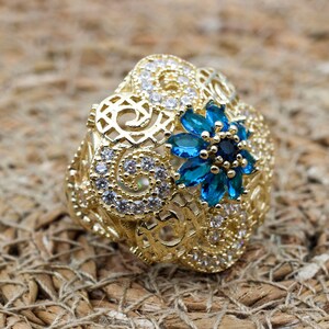 Aquamarine Ring: Handmade Ottoman 925k Sterling Silver Ring