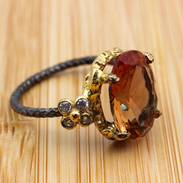 Handmade Women Ring, Turkish Handmade Silver Ladies Ring, Ottoman Gold Ring, Alexandrite Women Ring, Ladies Ring, 925k Sterling Silver Ring