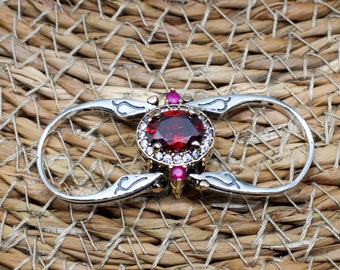 Bague ottomane faite main en argent sterling avec rubis et alexandrite