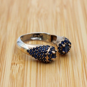 Sapphire Adjustable Ring, Handmade Womens Ring, Authentic Ring, Turkish Handmade Ring, Ottoman Women Ring, Ladies Ring, 925k Sterling Silver