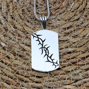 Men's Necklace, Mens Pendant, Barbed Wire Pendant, Turkish Handmade, Barbed Wire Necklace, Mens Jewelry, Gift for Him, 925 Sterling Silver,