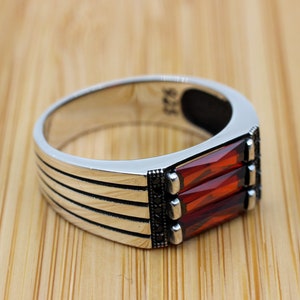 Handmade 925k Sterling Silver Men's Ring: Ottoman Ruby Ring