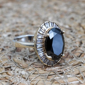 Onyx Ring, Handmade Women's Ring, Authentic Ring, Turkish Ring, Ottoman Women's Ring, Ladies Ring, 925k Sterling Silver Ring, Cubic Zirconia