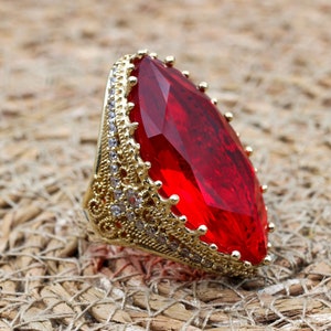 Ruby Ring, Handmade Women&#39;s Ring, Turkish Handmade Ring, Authentic Ring, Ottoman Ring, Ladies Ring, 925k Sterling Silver, Gift For Her,