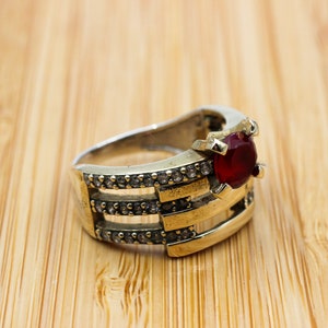 Ruby Ring, Handmade Women&#39;s Ring, Turkish Handmade Ring, Authentic Ring, Ottoman Ring, Ladies Ring, 925k Sterling Silver, Gift For Her,