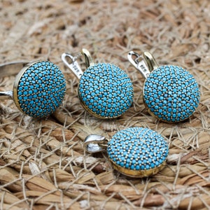 Turquoise Jewelry Set, Authentic Set, Handmade Set Women, Turkish Handmade, Ladies Jewelry Set, Earring, Ladies Set, 925k Sterling Silver