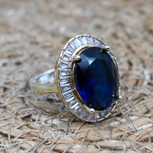 Sapphire Topaz Ring, Ladies Ring, Handmade Womens Ring, Authentic Ring, Turkish Handmade Ring, Ottoman Ring, 925k Sterling Silver, Sapphire,