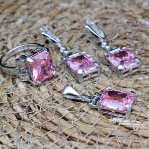 Quartz Set, Authentic Set, Handmade Set Women, Turkish Handmade, Ladies Jewelry Set, Earring, Pendant, Ladies Set, 925k Sterling Silver,
