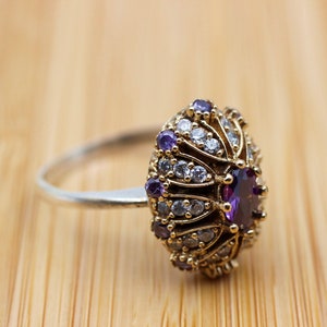 Amethyst Ring, Handmade Women&#39;s Ring, Turkish Handmade, Silver Ladies Ring, Ottoman Ring, Authentic, Ladies Ring, 925k Sterling Silver Ring,