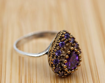 Handmade Amethyst 925k Sterling Silver Ottoman Ring