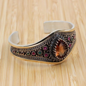 Alexandrite Bracelet, Ottoman Bracelet, Handmade Bracelet, Bangle Cuff, Turkish Handmade, Bangle Bracelet, Gift for Her, 925 Sterling Silver