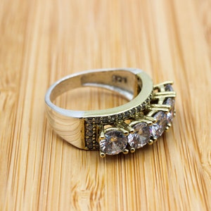 Handmade Women Ring, Zircon Ring, Turkish Handmade Ring, Authentic Ring, Five Stone Ring, Women Ring, Ladies Ring, 925k Sterling Silver,