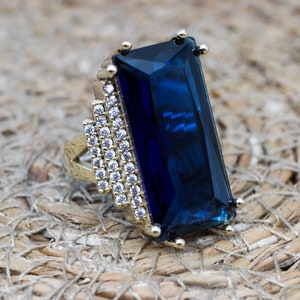 Sapphire Topaz Ring, Ladies Ring, Handmade Womens Ring, Authentic Ring, Turkish Handmade Ring, Ottoman Ring, 925k Sterling Silver, Sapphire,