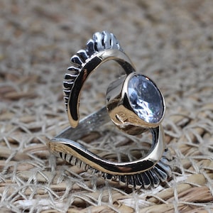 Handmade Women Ring, Zircon Ring, Turkish Handmade Ring, Authentic Ring, Ottoman Ladies Ring, Oval Stone, Ladies Ring, 925k Sterling Silver,