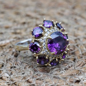 Amethyst Ring, Handmade Women's Ring, Turkish Handmade, Silver Ladies Ring, Ottoman Ring, Authentic, Ladies Ring, 925k Sterling Silver Ring,