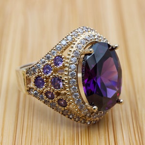 Handmade Ottoman Amethyst Ring, 925 Sterling Silver & Bronze