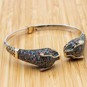 Mixed Color Bracelet, Tiger Bracelet, Handmade Bracelet, Bangle Cuff, Turkish Handmade, Ottoman Bracelet, Gift For Her, 925k Sterling Silver