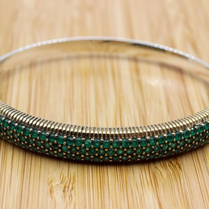 Emerald Bracelet, Ottoman Bracelet, Handmade Bracelet, Bangle Cuff, Turkish Handmade, Bangle Bracelet, Gift for Her, 925k Sterling Silver,