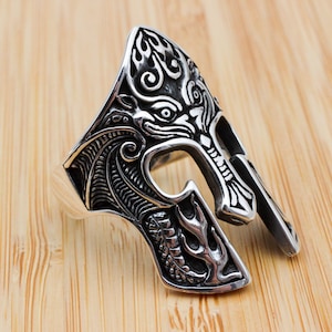 Spartan helmet ring, Knight Ring, Men&#39;s Handmade Ring, Turkish Handmade Silver Men Ring, Ottoman Men&#39;s, Gift for Him, 925k Sterling Silver,