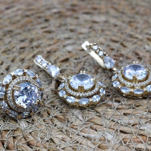 Zircon Ladies Set, Authentic Set, Handmade Women Set, Turkish Handmade Set, Ladies Jewelry Set, Ring, Earring, Pendant, 925k Sterling Silver