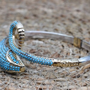 Turquoise slangenarmband: handgemaakte 925k sterlingzilveren armband