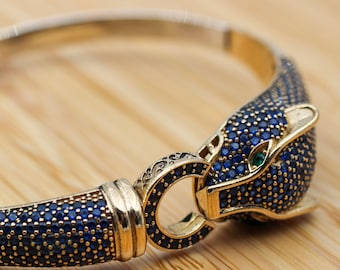 Bracciale Sapphire Tiger: bracciale ottomano in argento sterling realizzato a mano