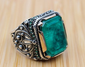 Sapphire Men's Ring, Ottoman Men's Ring, Turkish Handmade Men's Ring ...