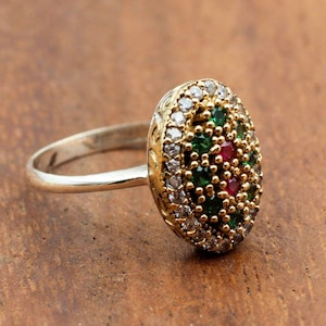 Emerald Ring, Handmade Women's Ring, Turkish Handmade Ring, Authentic Ring, Ottoman Ring, Ladies Ring, 925k Sterling Silver, Gift For Her,