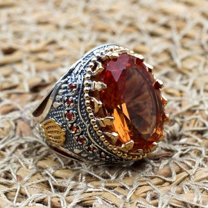 Handmade Alexandrite Ring: Turkish Ottoman 925k Sterling Silver Men&#39;s Jewelry