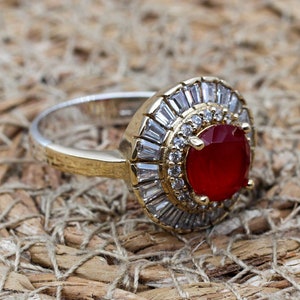 Ruby Ring, Handmade Women&#39;s Ring, Turkish Handmade Ring, Authentic Ring, Ottoman Ring, Ladies Ring, 925k Sterling Silver, Gift For Her,