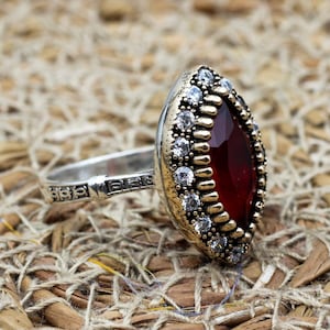 Ruby Ring, Handmade Women&#39;s Ring, Turkish Handmade Ring, Authentic Ring, Ottoman Ring, Ladies Ring, 925k Sterling Silver, Gift For Her,