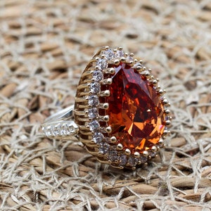 Topaz Ladies Ring, Turkish Handmade Ring, Silver Ladies Ring, Handmade Women Ring, Ottoman Women&#39;s Ring, Ladies Ring, 925 Sterling Silver