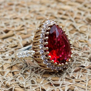 Ruby Ring, Handmade Women&#39;s Ring, Turkish Handmade Ring, Authentic Ring, Ottoman Ring, Ladies Ring, 925k Sterling Silver, Gift For Her,