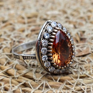 Topaz Ladies Ring, Turkish Handmade Ring, Silver Ladies Ring, Handmade Women Ring, Ottoman Women Ring, Ladies Ring, 925 Sterling Silver Ring