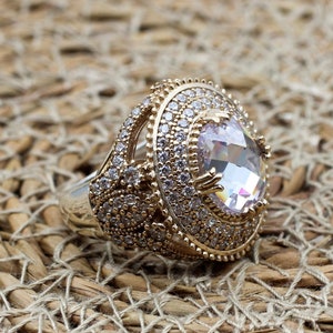 Handmade Women Ring, Zircon Ring, Turkish Handmade Ring, Authentic Ring, Ottoman Women Ring, Women Ring, Ladies Ring, 925k Sterling Silver,