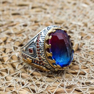 Men&#39;s Handmade Ring, Turkish Handmade Men&#39;s Ring, Ottoman Men&#39;s Ring, Tourmaline Men&#39;s Ring, Mens Ring, Gift for Him, 925k Sterling Silver
