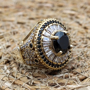 Onyx Ring, Handmade Women's Ring, Authentic Ring, Turkish Ring, Ottoman Women's Ring, Ladies Ring, 925k Sterling Silver Ring, Cubic Zirconia