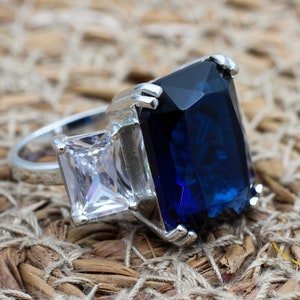 Sapphire Ring, Handmade Women's Ring, Turkish Handmade Ring, Authentic Ring, Ottoman Ring, Ladies Ring, 925k Sterling Silver, Gift For Her,