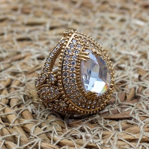Handmade Women Ring, Zircon Ring, Turkish Handmade Ring, Authentic Ring, Ottoman Women Ring, Women Ring, Ladies Ring, 925k Sterling Silver,