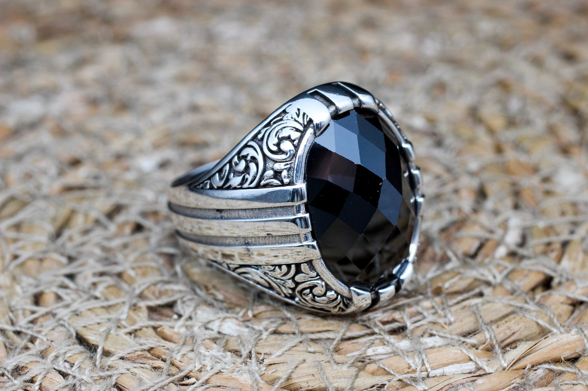 Handmade Onyx Sterling Silver Men's Ring: Ottoman Style - Etsy Canada