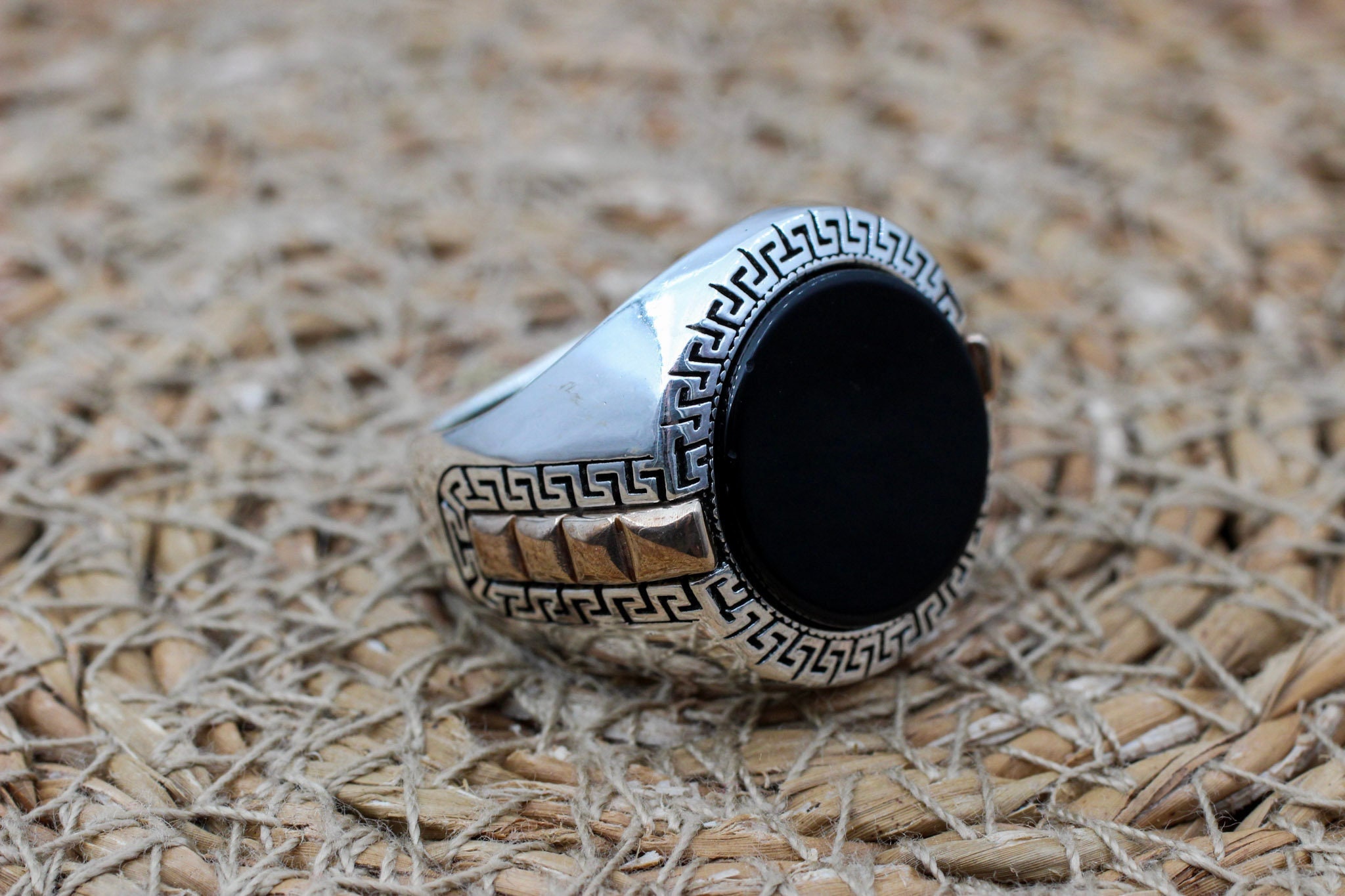 Handmade Ottoman Onyx Ring: 925 Sterling Silver & Bronze - Etsy
