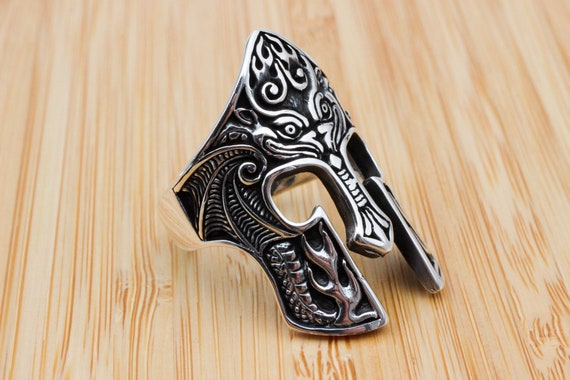 Spartan Helmet Ring Knight Ring Men s Handmade Ring Turkish