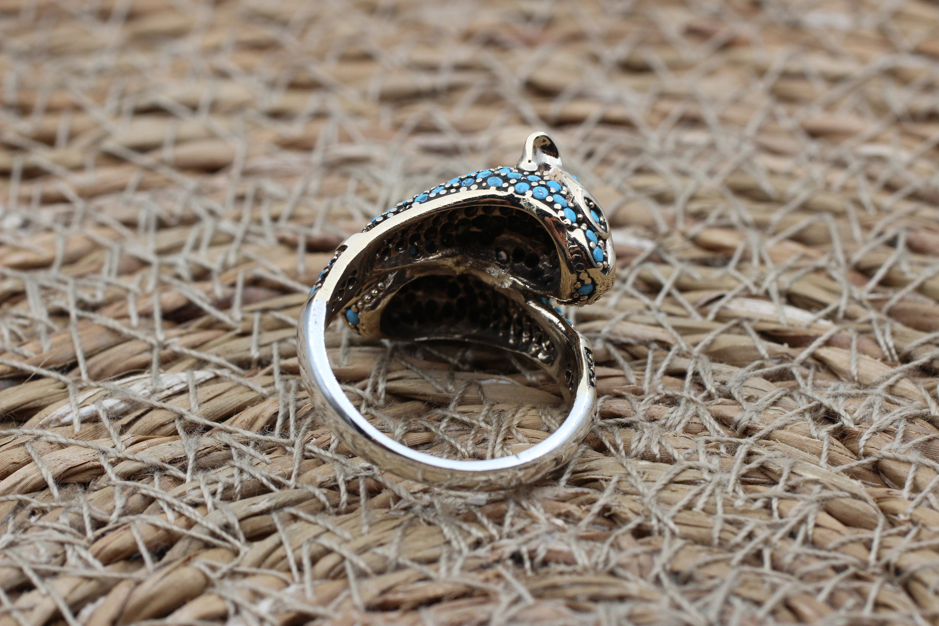 Turquoise Tiger Ring, Handmade Women Ring, Turkish Handmade Turquoise Tiger Ring, Handmade Women Ring, Turkish Handmade