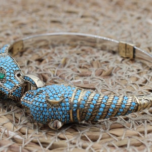 Turquoise Bracelet, Tiger Bracelet, Handmade Bracelet, Bangle Cuff, Turkish Handmade, Ottoman Bracelet, Gift For Her, 925k Sterling Silver image 3
