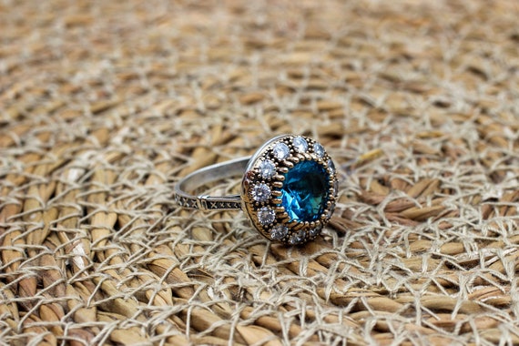 Bague aigue marine bague femme faite main bague femme turque en argent faite main bague ottomane bague femme argent sterling 925 k bague zircon Etsy France