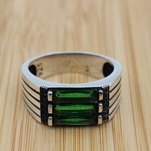 KAR Sterling Silver Men's Ring - Emerald Agate Stone, Coat Of Arms Design (925K Stamped) - View #7