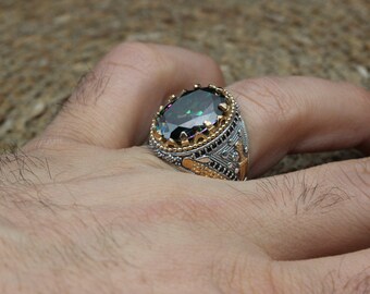 ミスティックトパーズリング：トルコ製925Kスターリングシルバー