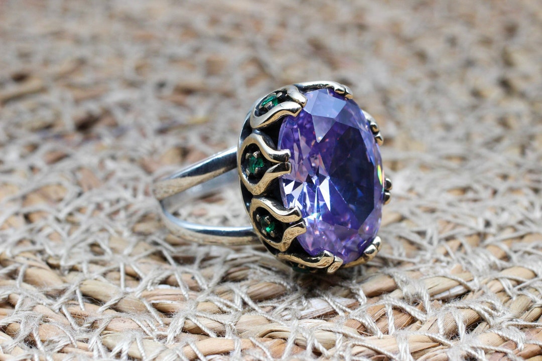 Amethyst Ring, Handmade Women's Ring, Turkish Handmade, Silver Ladies ...