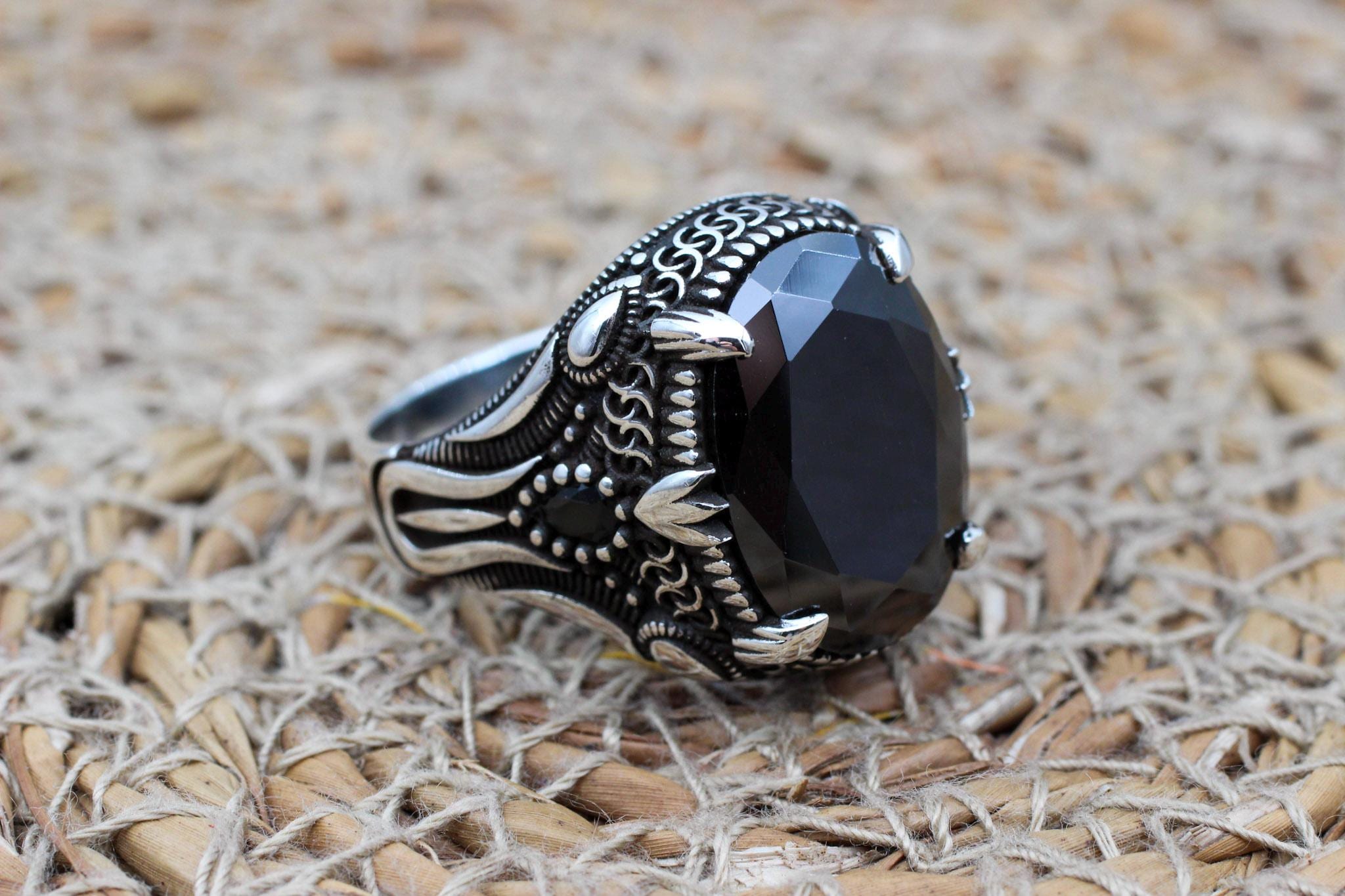 n*7様 ombre bijoux onyx ring 925 Handmade Ottoman Onyx Ring: 925 Sterling Silver Men's Jewelry - Etsy